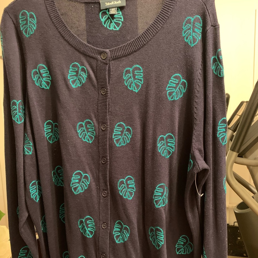 ModCloth Leaf pattern Cardigan